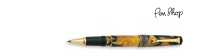 Aurora Limited Edition 'Afrika' Yellow Marbled Resin / Gold Plated Rollerballs