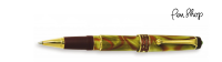 Aurora Limited Edition 'Asia' Green Marbled Resin / Gold Plated Rollerballs