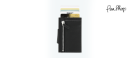 Ögon Cascade Zipper Wallet Black Aluminium / Italian Black Leather Portemonnees