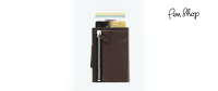 Ögon Cascade Zipper Wallet Aluminium / Italian Brown Leather Portemonnees